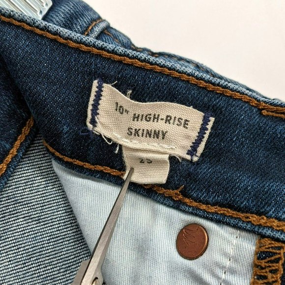 Madewell 10" High Rise Skinny Jeans 23 Medium Blue Wash Denim Cotton Classic Zip - Picture 3 of 13
